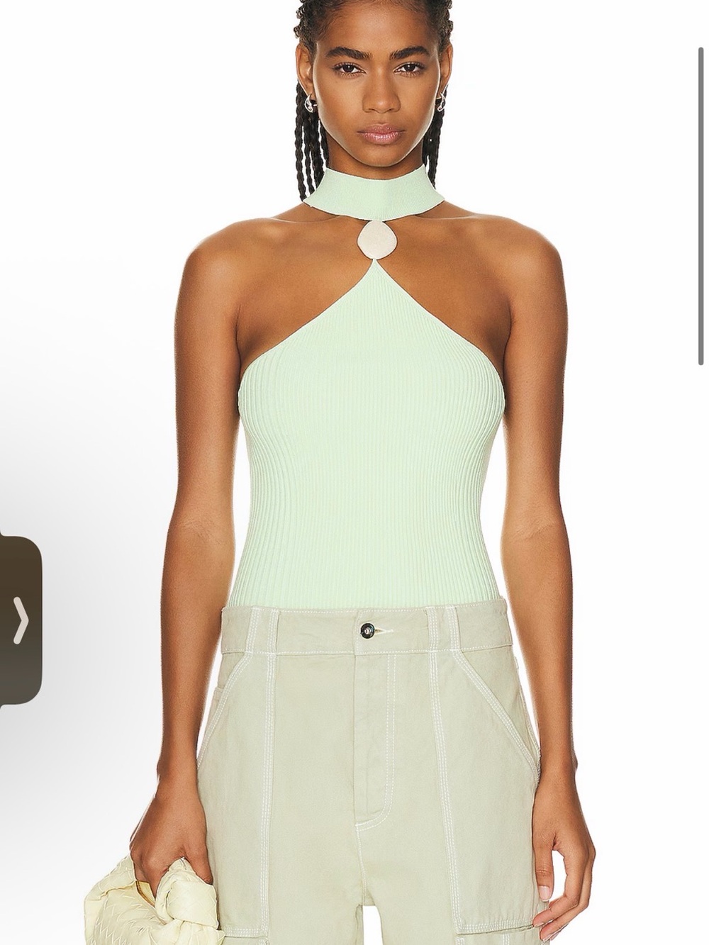 Jonathan Simkhai Mint Ribbed Halter Choker Tank
